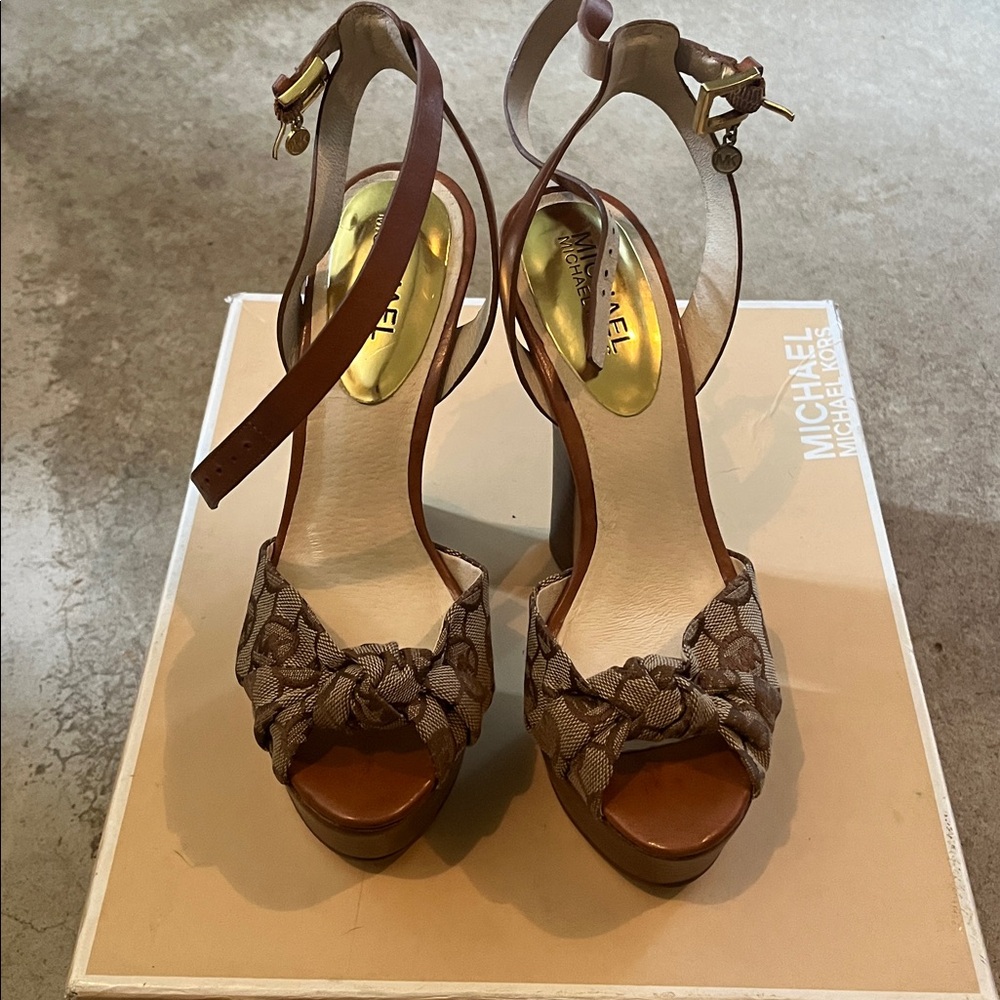 Michael Kors Tan and Brown Platform Heels
